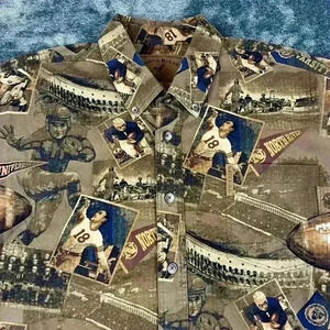 North River Outfitters All Over Print Football Long Sleeve Button Up Shirt XL